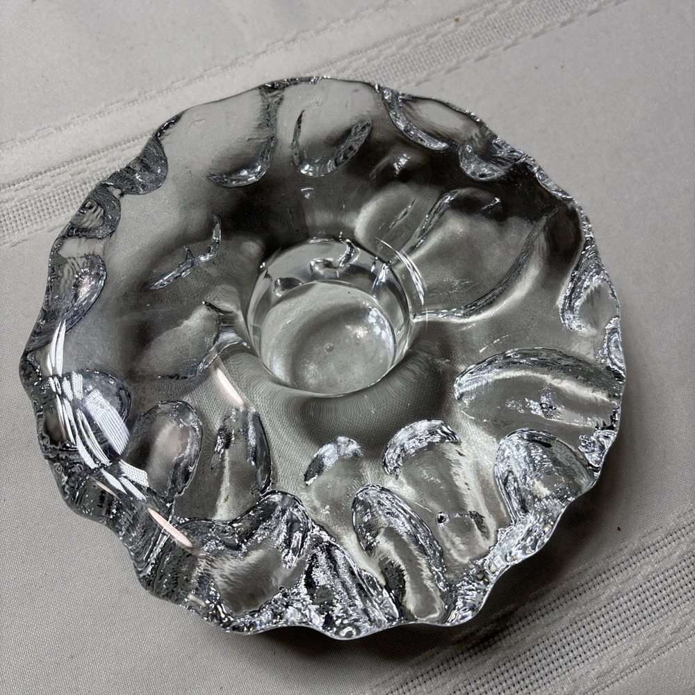 Orrefors Sweden Walnut 6 In Light Crystal Votive Candle Holder
